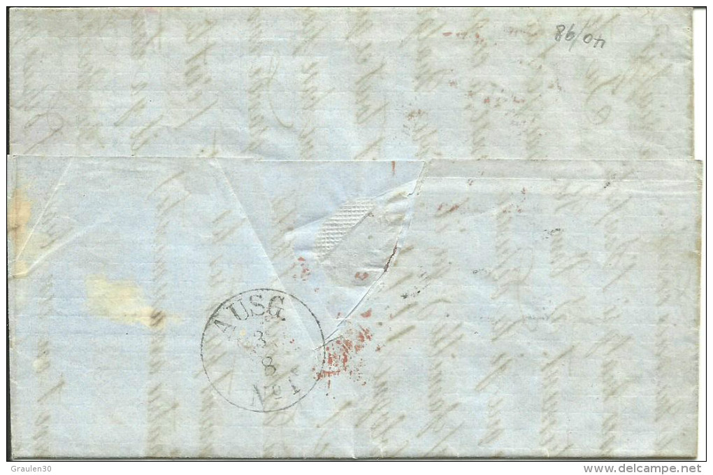 N°16 Obl Losange De Points Et Cachet Du HAVRE Pour BONN Prusse Rhénane 1861 - 1862 Napoléon III