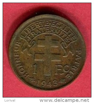 1 FRANC 1943 TB+ 19 - Madagascar