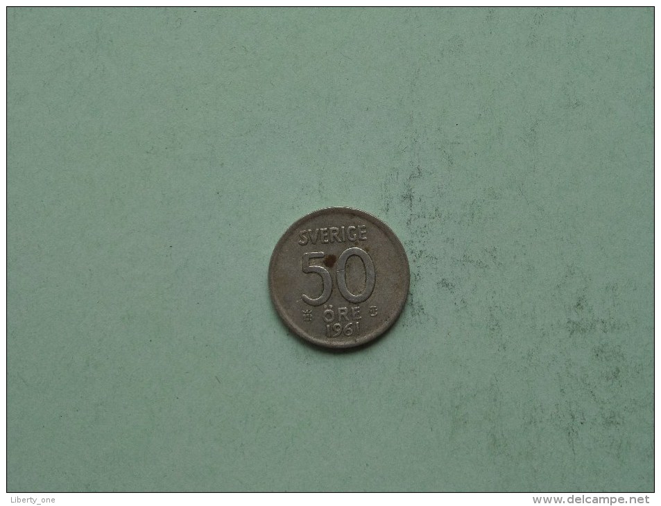 1961 TS - 50 Ore / KM 825 ( Uncleaned Coin / For Grade, Please See Photo / Scans ) !! - Suède