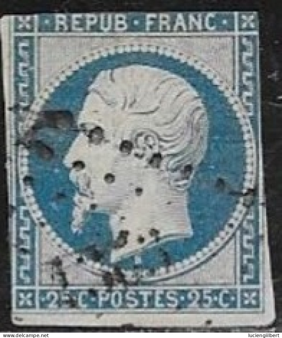 N° 10 FRANCE OBLITERE - Louis Napoléon 25c Bleu  1852 - 1852 Louis-Napoléon