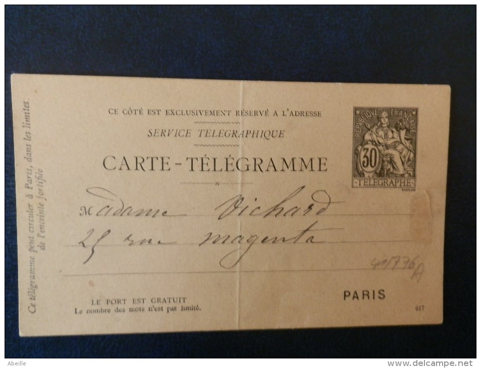 41/776A    CARTE TELEGRAMME  AVEC CONTENU VERSO - Pneumatische Post