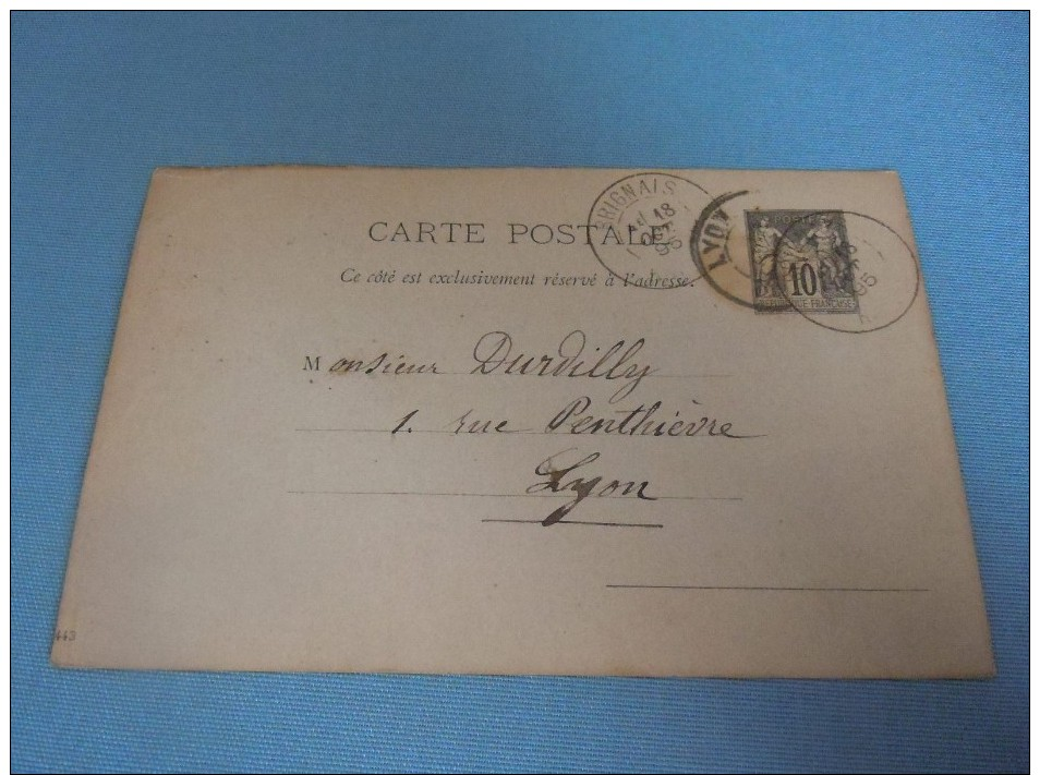 1211 B, Entier Postal, Carte Postale , Cachet Brignais, 18-10-1895, De Brignais à Lyon - Cartes Postales Types Et TSC (avant 1995)