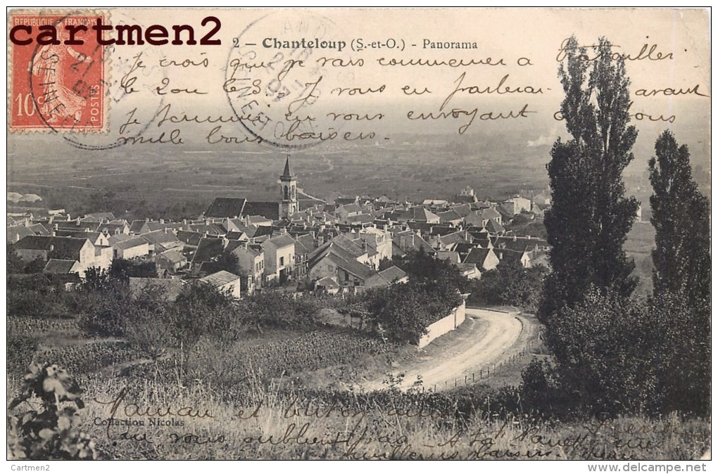 3 CPA : CHANTELOUP-LES-VIGNES EGLISE ET PANORAMA 78 YVELINES - Chanteloup Les Vignes