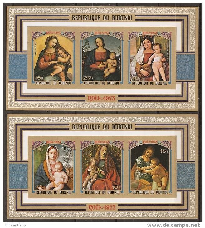 PINTURA - BURUNDI 1973 - Yvert #H71/72 Sin Dentar - MNH ** - Madonnas