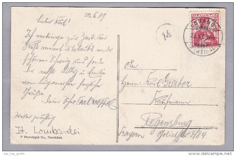 TI S.Mamette E Albogasio 1909.X.23 Lugano Nach Regensburg De   Phototypie Neuchatel - Lugano