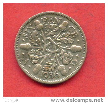 FS52 / - 6 PENCE - 1936 - Great Britain Grande-Bretagne Grossbritannien  - SILVER Coins Munzen Monnaies Monete - H. 6 Pence