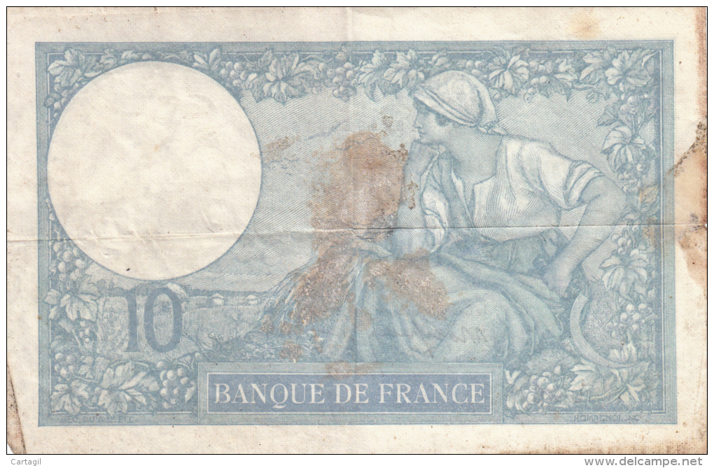 Billets - B1133 - France  - 10 Francs 1939    ( Type, Nature, Valeur, état... Voir  Double Scan) - 10 F 1916-1942 ''Minerve''