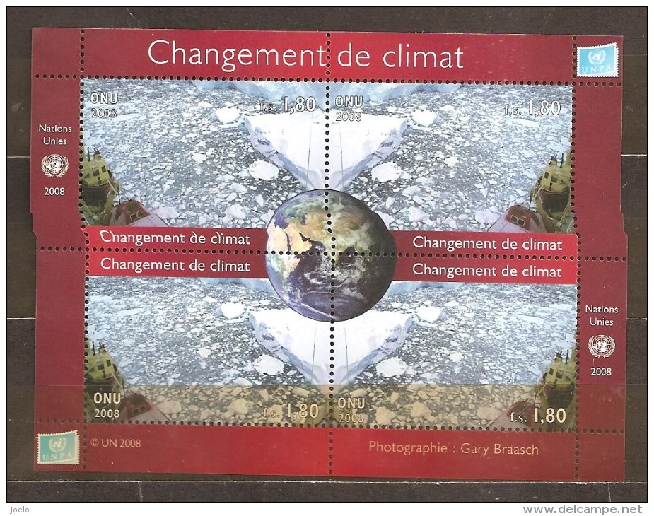 UNITED NATIONS GENEVA 2008 CLIMATE CHANGE SHEETLET MNH - Unused Stamps