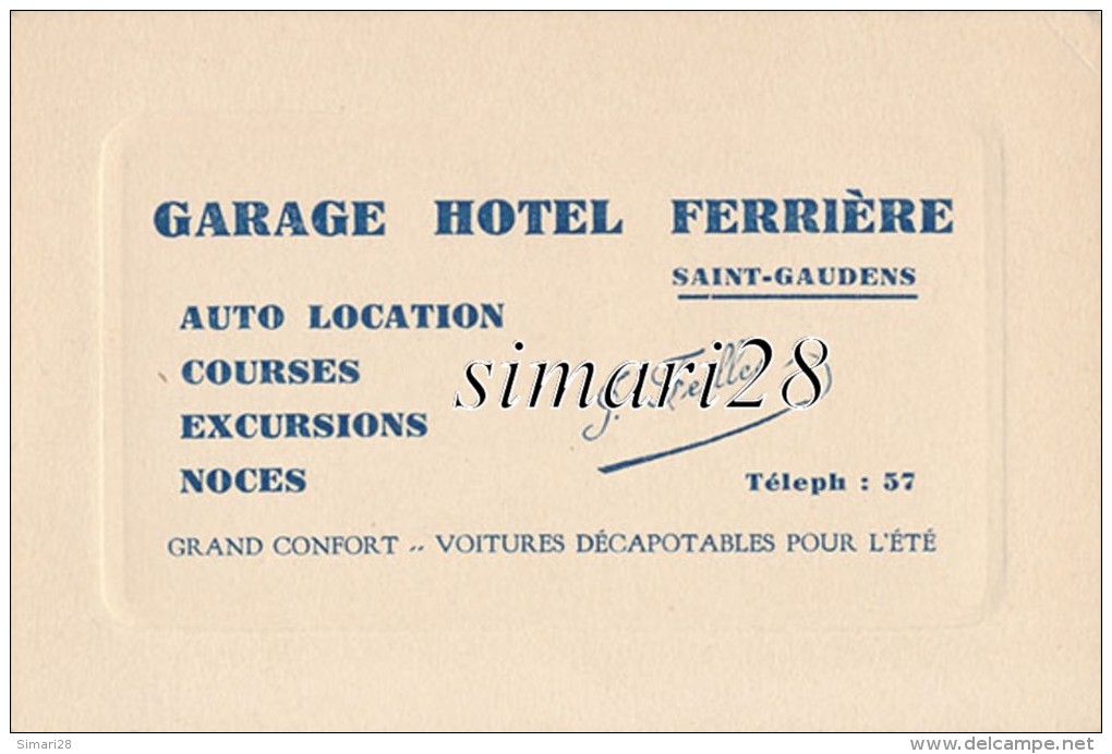 GARAGE HOTEL FERRIERE - SAINT-GAUDENS - Visiting Cards