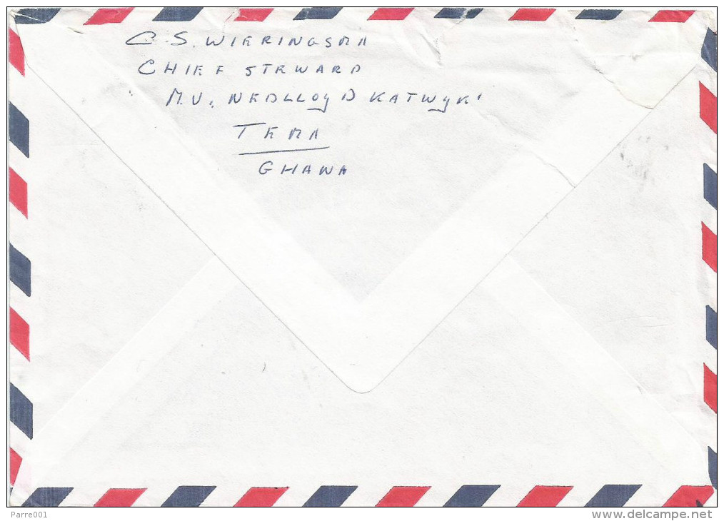 Ghana 1975 Paquebot Accra On Dutch Stamps Cover. Extremely Rare Postmark - Ghana (1957-...)