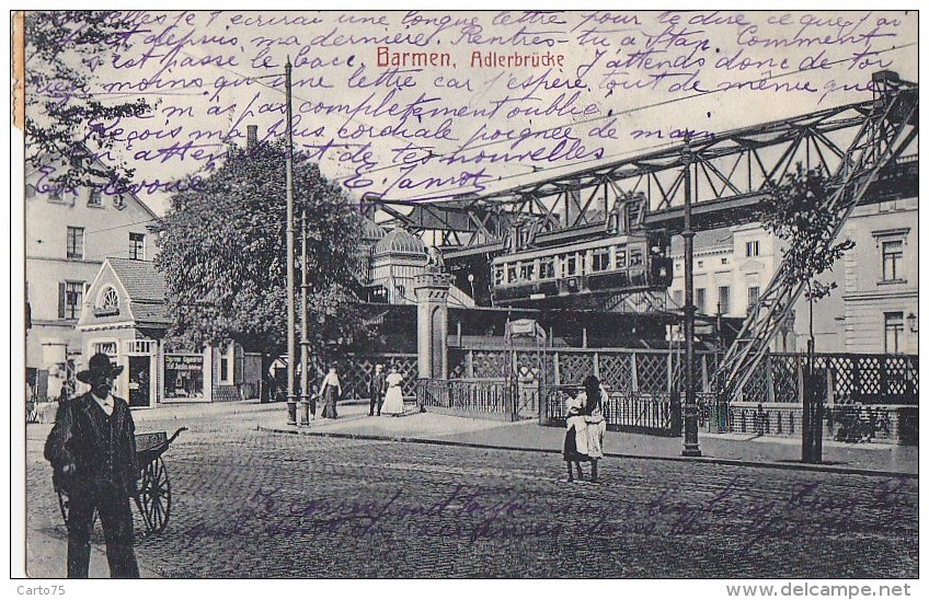 Allemagne - Barmen - Adlerbrücke / Train / Métro /Architecture - Postal Marks 1912 Barmen - Wuppertal