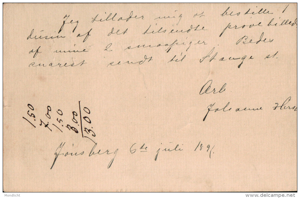 Ganzsache Norwegen 1891 - Lettres & Documents