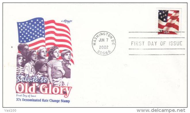 SALUTE TO OLD GLORY, CHILDRENS, FLAG, COVER FDC, 2002, USA - 2001-2010
