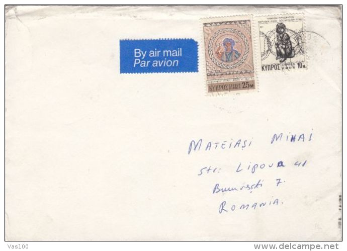 MOSAIC, REFUGEE FUND, STAMPS ON COVER, 1987, CYPRUS - Briefe U. Dokumente