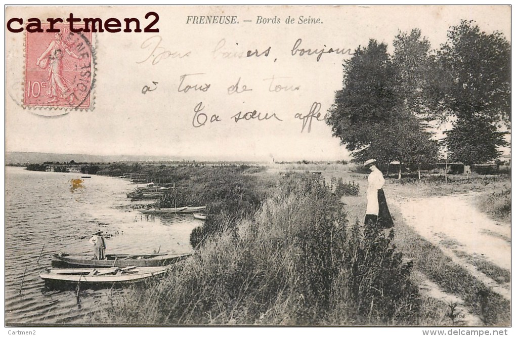 LOT DE 6 CPA : FRENEUSE LE PORT LES BORDS DE SEINE MULTIVUES BARQUES 78 YVELINES - Freneuse