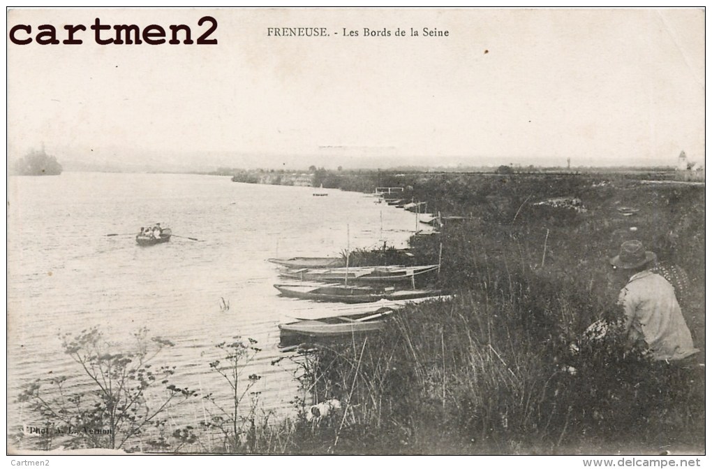 LOT DE 6 CPA : FRENEUSE LE PORT LES BORDS DE SEINE MULTIVUES BARQUES 78 YVELINES