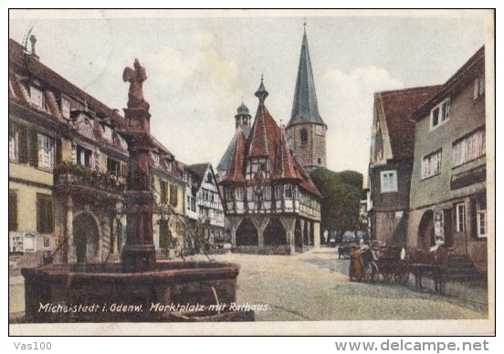 CPA MICHELSTADT- MARKET SQUARE, CITY HALL, FOUNTAIN - Michelstadt