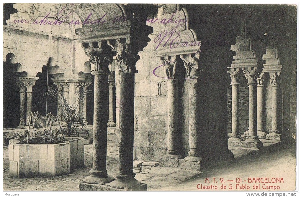 8088. Postal CALELLA (barcelona) 1908. Fechador Violeta - Cartas & Documentos