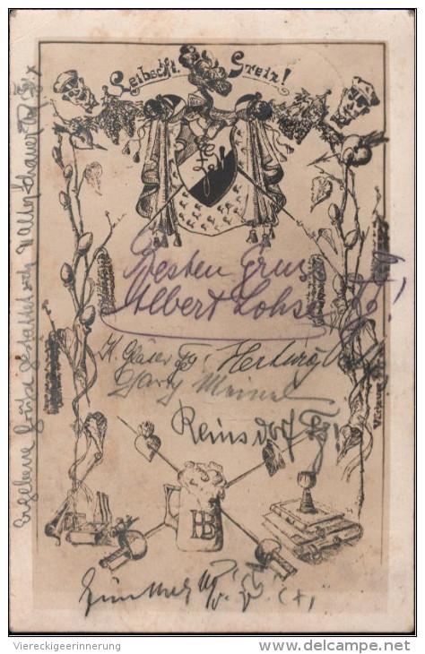 ! 1919 Alte Ansichtskarte Plauen , Studentenkarte, Sachsen, Burschenschaft, Studentika, Verbindung Greiz Couleurkarte - Escuelas