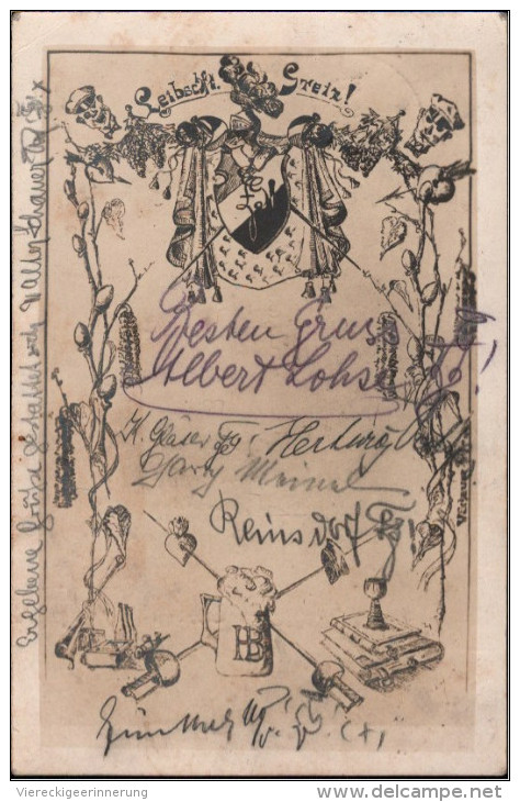 ! 1919 Alte Ansichtskarte Plauen , Studentenkarte, Sachsen, Burschenschaft, Studentika, Verbindung Greiz Couleurkarte - Schools