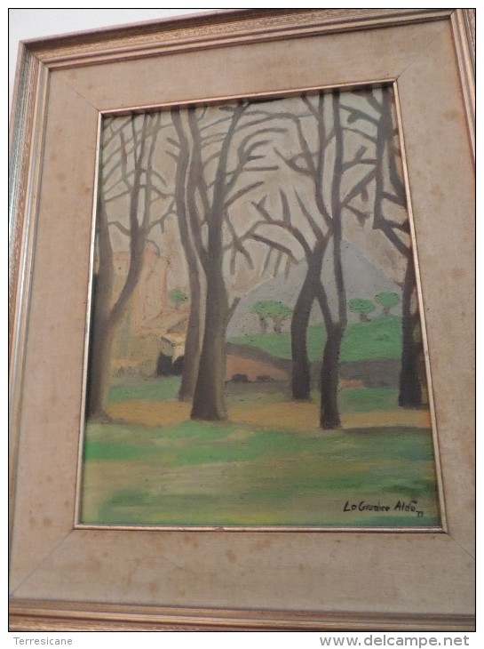 X ALBERI DI CASTAGNO  OLIO SU TELA 30X40 CON CORNICE COPIA ARTISTICA D'AUTORE NO PAUL CEZANNE - Olii