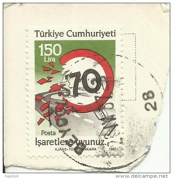 TURCHIA - TURKÍA - TURKEY 1987 TRAFFIC SAFETY SICUREZZA DEL TRAFFICO USED - Used Stamps