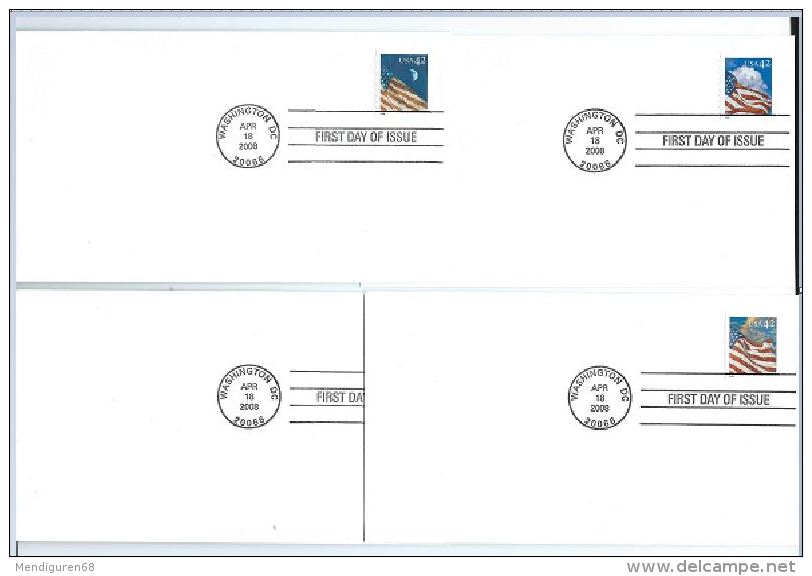 USA 2008 Flag 1 Issue P. 9.5 24/7 Vertical, By Ashton Potter Set Of 5 4 X 41¢ FDC USED SC 4232-35a YV 4024-27 MI 4344-47 - 2001-2010