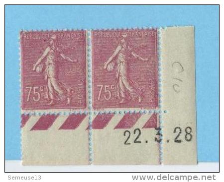 Semeuse 75 C. Lilas En Paire Avec Coin Daté - 1903-60 Semeuse Lignée
