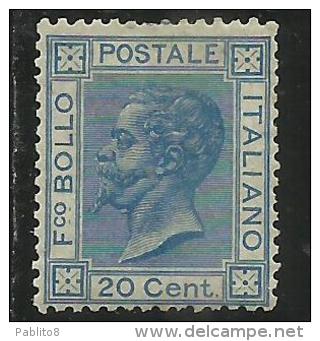 ITALIA REGNO ITALY KINGDOM 1867 EFFIGIE RE VITTORIO EMANUELE II CENTESIMI 20 TORINO MLH  BEN CENTRATO SIGLED FIRMATO - Nuovi