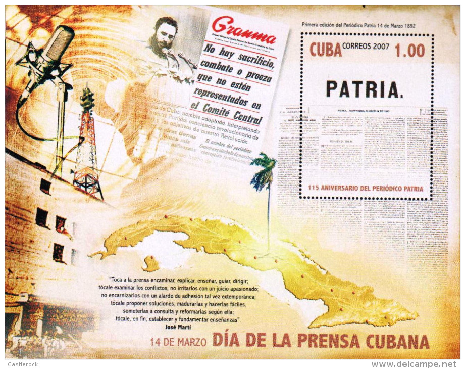 G)2007 CARIBE, ANTENNA-MICROPHONE-MAP-PA LM TREE, PRESS DAY, S/S, MNH - Oblitérés