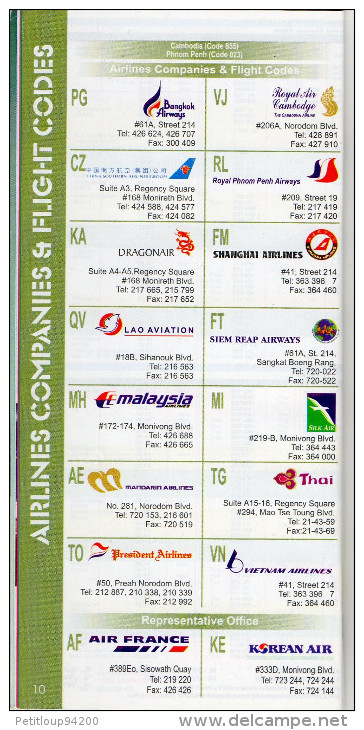 HORAIRES TIMETABLE  POCHENTONG AIRPORT  Cambodge Cambodia  2000/2001 - Orari