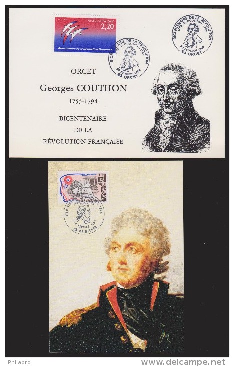 FRANCE 2   CARTES  BICENTENAIRE REVOLUTION FRANCAISE 1989 G.COUTHON  Réf  6473 - Révolution Française