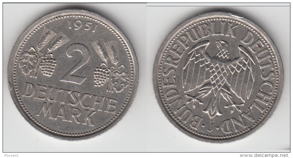 **** ALLEMAGNE - GERMANY - 2 MARK 1951 J **** EN ACHAT IMMEDIAT - 2 Marcos