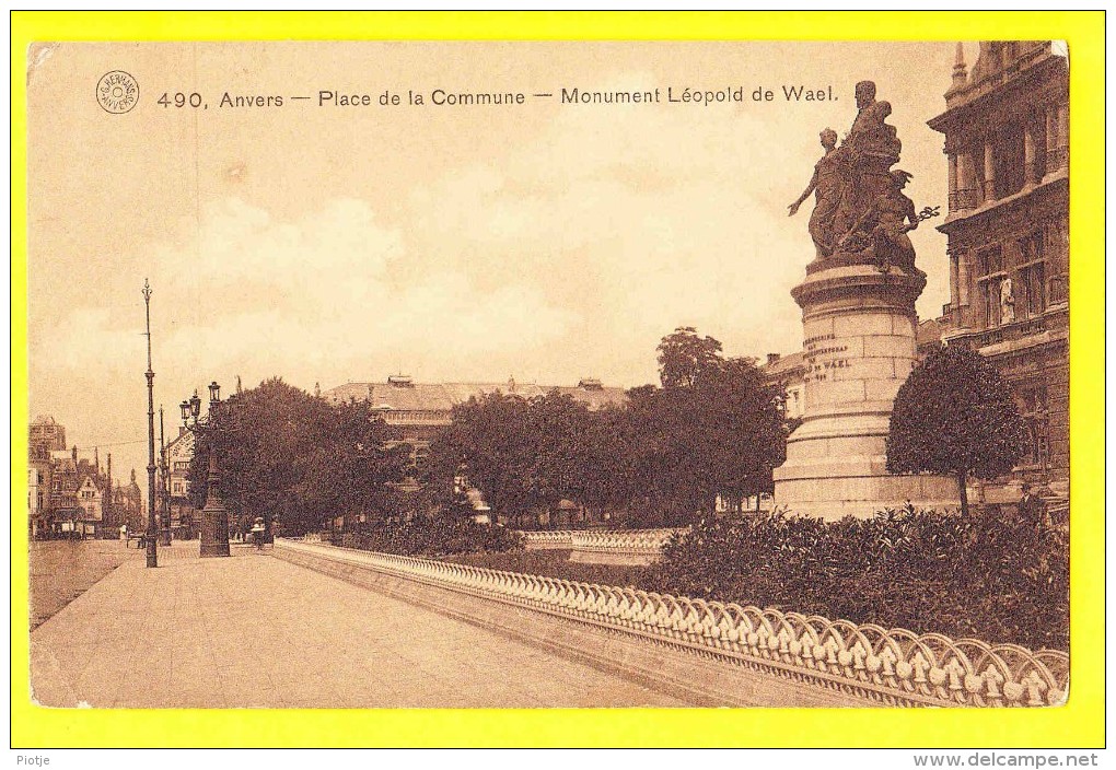 * Antwerpen - Anvers - Antwerp * (G. Hermans, Nr 490) Place De La Commune, Monument Léopold De Wael, Statue, Rare - Antwerpen