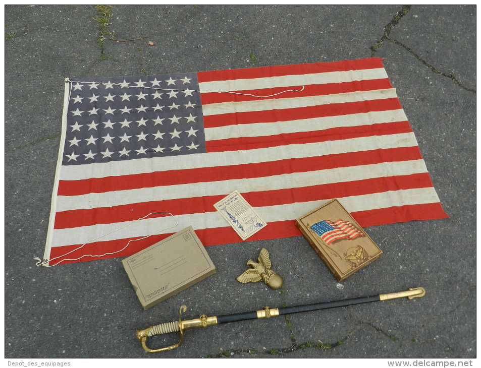 SUPERBE DRAPEAU U.S.A. 48 ETOILES 39-45 + BOITE + AIGLE + ETAT NEUF  ............ - 1939-45