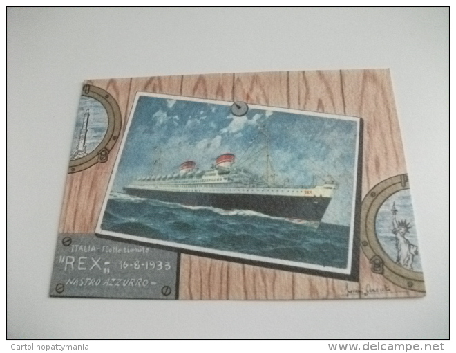 NAVE SHIP ENVIAR  TRANSATLANTICO Rex Illustratore Assereto - Paquebots