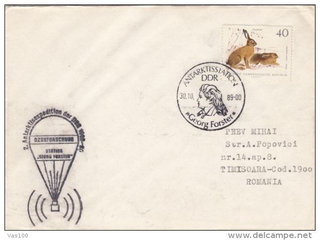 GEORG FORSTER GERMAN ANTARCTIC STATION, BALLON, SPECIAL POSTMARKS ON COVER, 1989, GERMANY - Basi Scientifiche