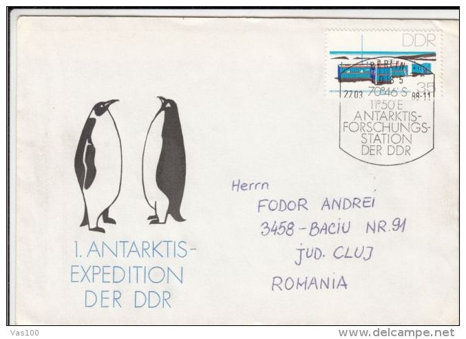 GERMAN ANTARCTIC EXPEDITION, STATION, PENGUINS, SPECIAL COVER, 1988, GERMANY - Antarctische Expedities