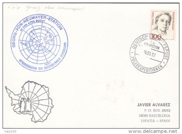 GEORG VON NEUMAYER ANTARCTIC STATION, PENGUINS, SPECIAL POSTMARKS ON CARDBOARD, 1992, GERMANY - Forschungsstationen