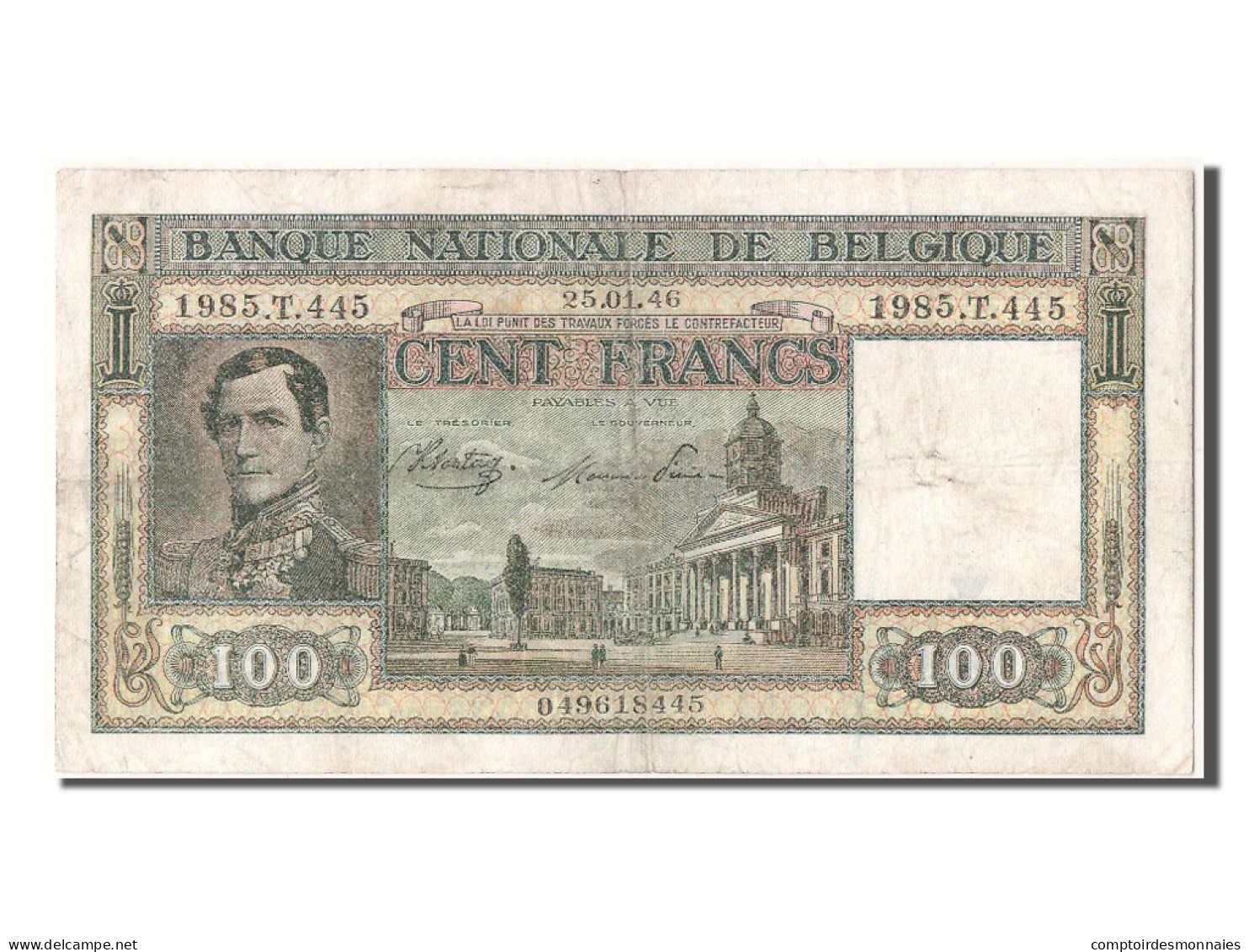 Billet, Belgique, 100 Francs, 1946, 1946-01-25, TB+ - 100 Francos