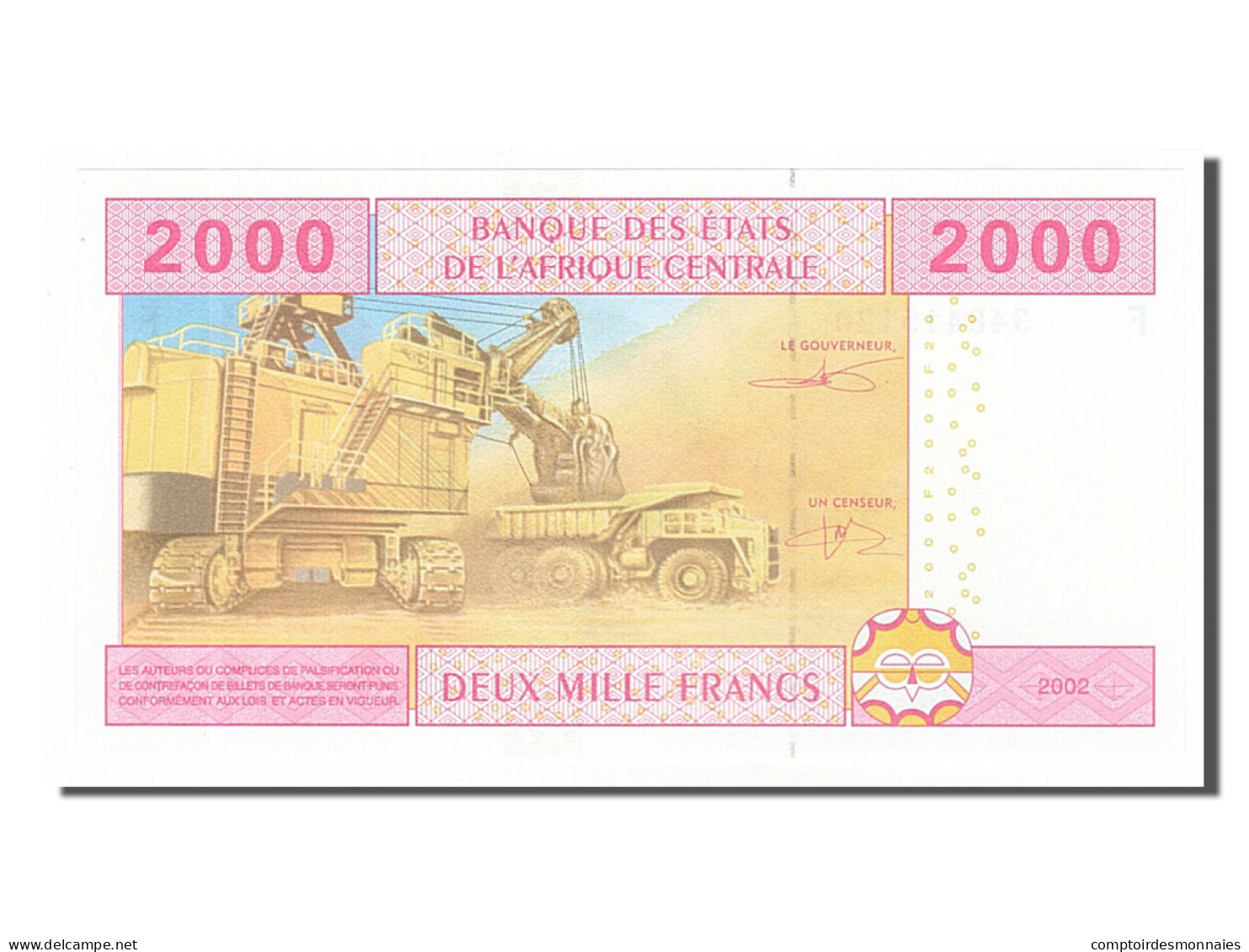 Billet, États De L'Afrique Centrale, 2000 Francs, 2002, NEUF - Guinea Equatoriale