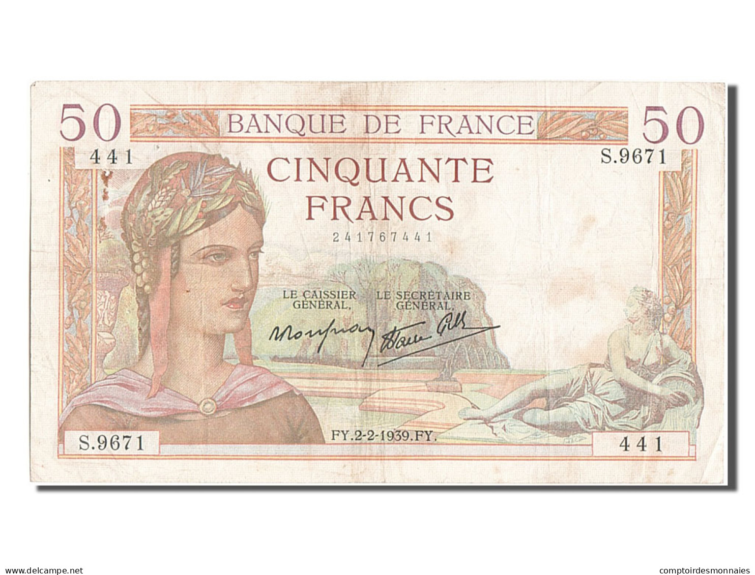 Billet, France, 50 Francs, 50 F 1934-1940 ''Cérès'', 1939, 1939-02-02, TB+ - 50 F 1934-1940 ''Cérès''