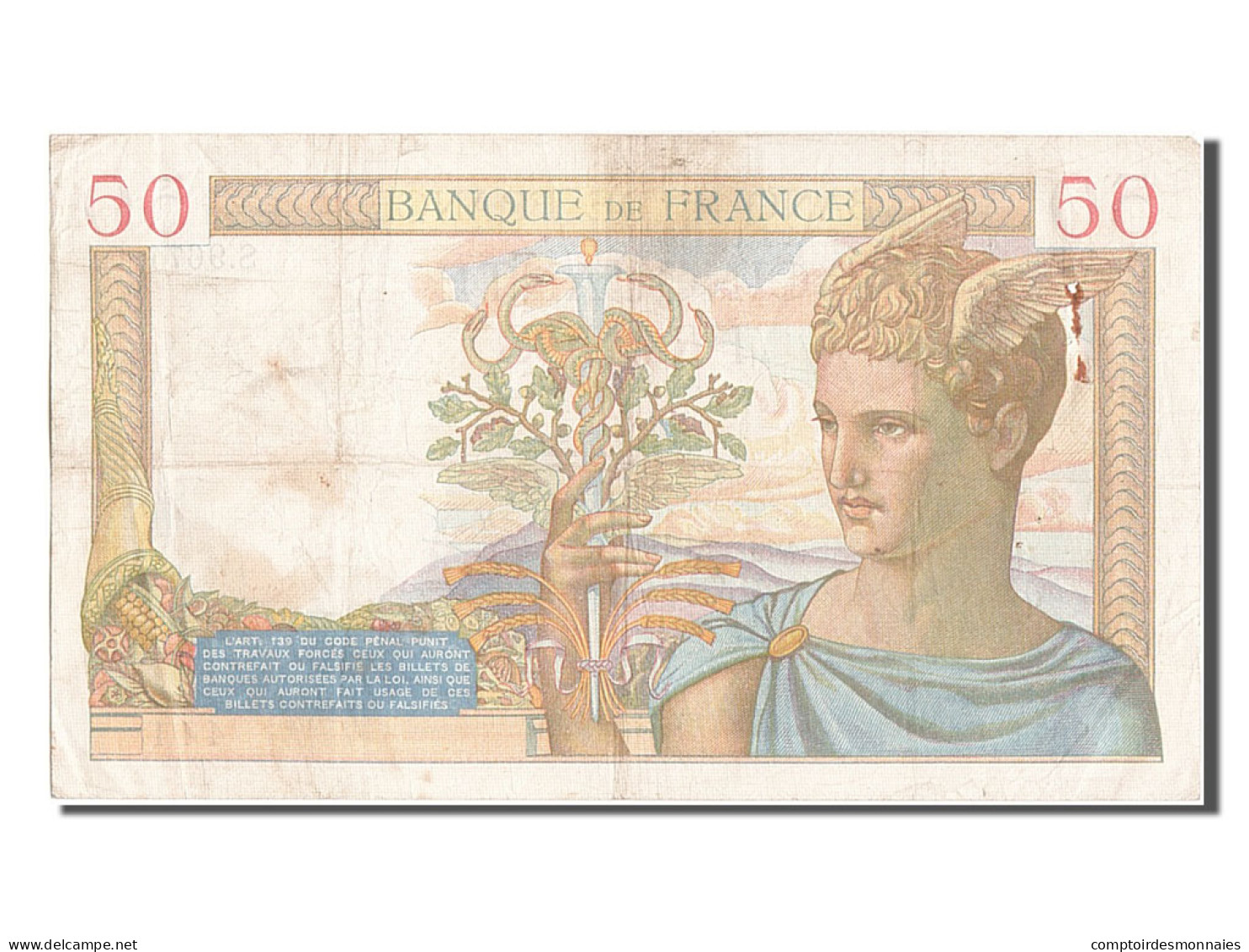 Billet, France, 50 Francs, 50 F 1934-1940 ''Cérès'', 1939, 1939-02-02, TB+ - 50 F 1934-1940 ''Cérès''