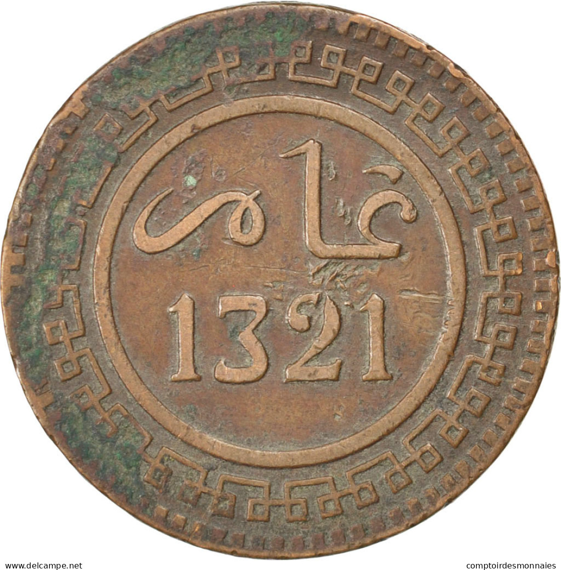 Monnaie, Maroc, 'Abd Al-Aziz, 10 Mazunas, 1903, TB, Bronze, KM:17.1 - Maroc
