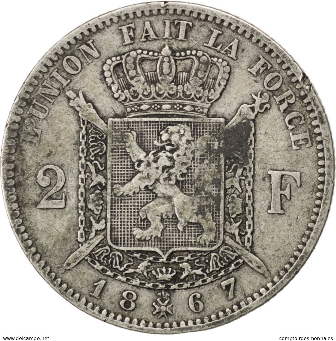 Monnaie, Belgique, Leopold II, 2 Francs, 2 Frank, 1867, TB+, Argent, KM:30.1 - 2 Francs