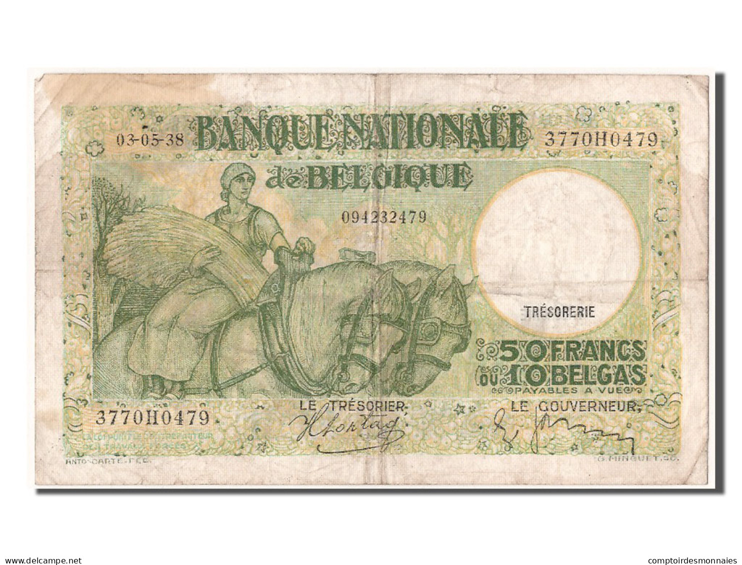 Billet, Belgique, 50 Francs-10 Belgas, 1938, 1938-05-03, TB+ - 50 Francs-10 Belgas