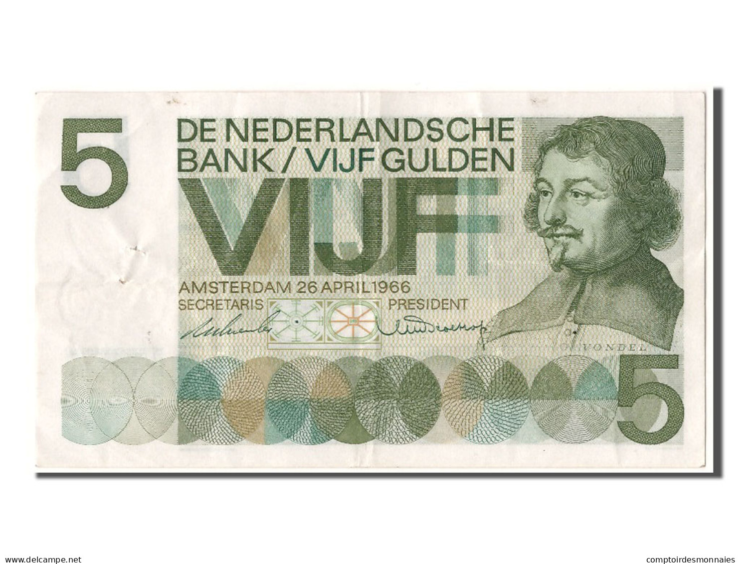 Billet, Pays-Bas, 5 Gulden, 1966, 1966-04-26, SUP - 5 Gulden