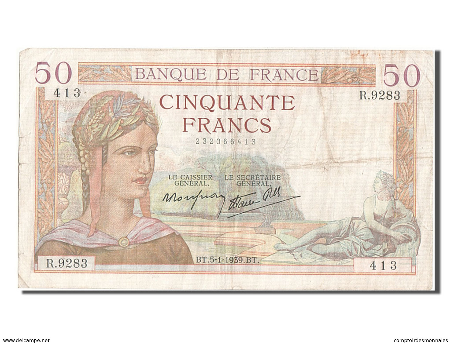 Billet, France, 50 Francs, 50 F 1934-1940 ''Cérès'', 1939, 1939-01-05, TB+ - 50 F 1934-1940 ''Cérès''