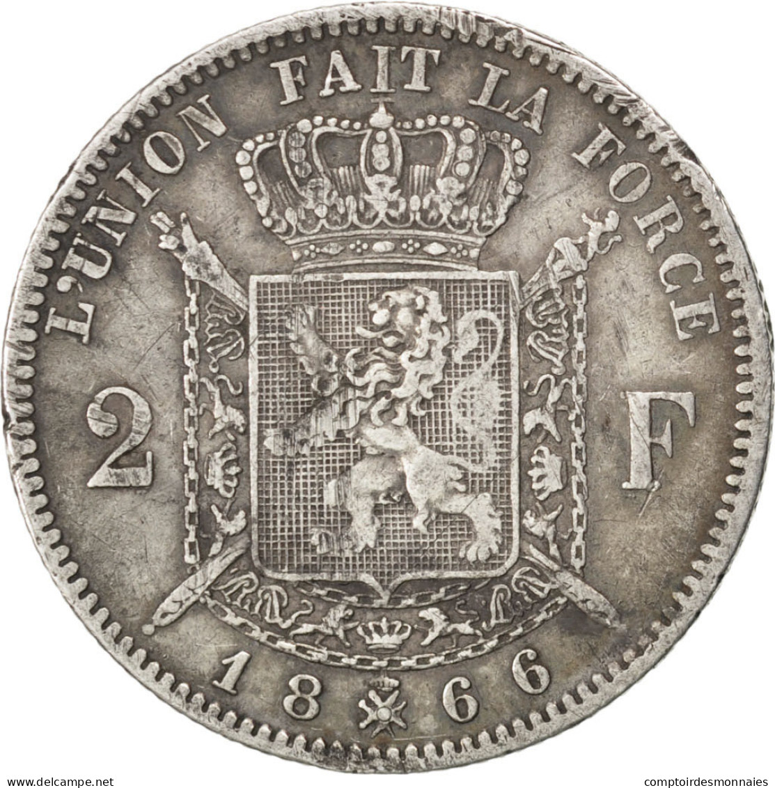 Monnaie, Belgique, Leopold II, 2 Francs, 2 Frank, 1866, TTB, Argent, KM:30.1 - 2 Francs