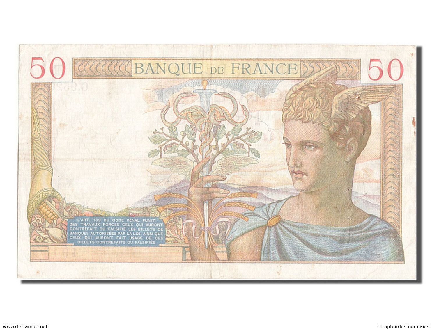 Billet, France, 50 Francs, 50 F 1934-1940 ''Cérès'', 1939, 1939-01-12, TTB - 50 F 1934-1940 ''Cérès''